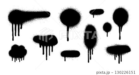 Ink drip graffiti blot with urban punk splatter and stencil marks. Smudge drop texture and rough spray shapes for expressive backgrounds. Ideal for edgy, raw or rebellious artwork 130226151