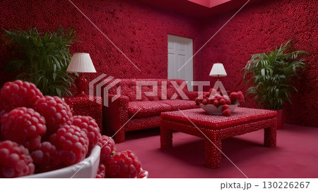 A surreal raspberry-textured interior with...のイラスト素材 [130226267] - PIXTA