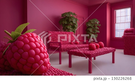 Surreal raspberry-textured interior designのイラスト素材 [130226268] - PIXTA