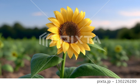 Vibrant sunflower in a summer field 130226280