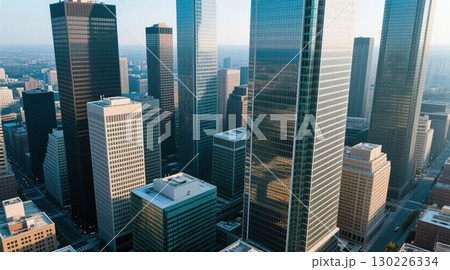 オフィス街の都会的な超高層ビル群	 130226334