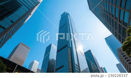 オフィス街の都会的な超高層ビル群	 130226337