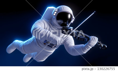 Astronaut playing violin in zero gravity 130226755