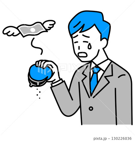 金欠で嘆くスーツの男性 金欠で嘆くスーツの男性 130226836