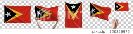 East Timor national flag isolated on transparent background. Asia continent flag collection. 130226976