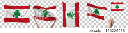 Lebanon national flag isolated on transparent background. Asia continent flag collection. 130226986