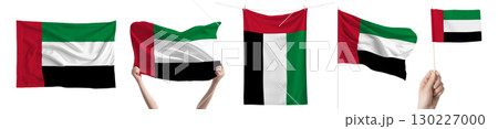 United Arab Emirates national flag isolated on transparent background. Asia continent flag collection. 130227000
