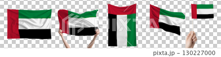 United Arab Emirates national flag isolated on transparent background. Asia continent flag collection. 130227000