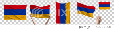 Armenia national flag isolated on transparent background. Asia continent flag collection. Armenia national flag isolated on transparent background. Asia continent flag collection. 130227006