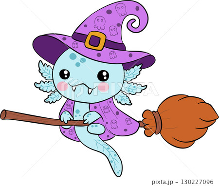 Adorable axolotl in a witch costume Adorable axolotl in a witch costume 130227096
