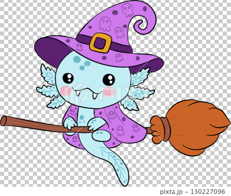 Adorable axolotl in a witch costume Adorable axolotl in a witch costume 130227096