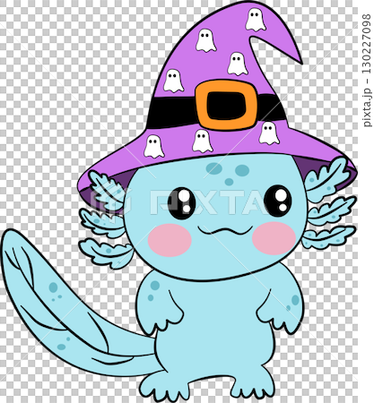 Axolotl cartoon Wearing a witch's hat 130227098