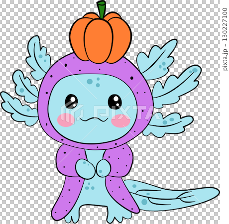 Axolotl cartoon and pumpkin 130227100