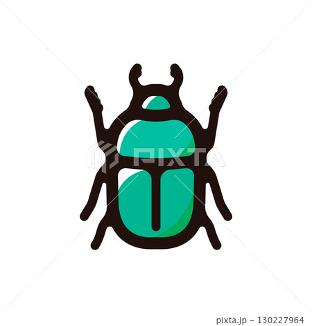 コガネムシ、スカラベのイラストアイコン（動物・虫・昆虫素材） 130227964