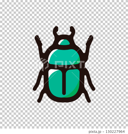 コガネムシ、スカラベのイラストアイコン（動物・虫・昆虫素材） 130227964