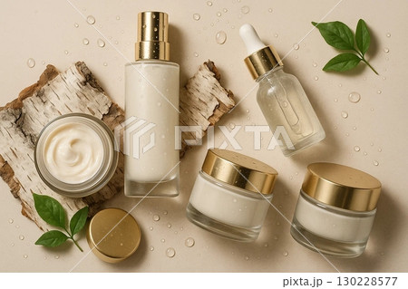 Skincare Product Assortment with Natural Elements 130228577