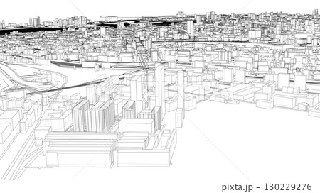 Urban modern landscape. Vector rendering of 3d 130229276