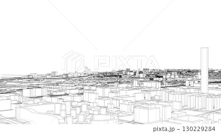 Futuristic Cityscape Blueprint 130229284