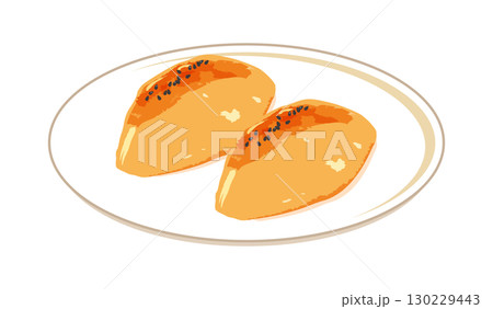 皿に乗せたスイートポテトのイラスト 皿に乗せたスイートポテトのイラスト 130229443