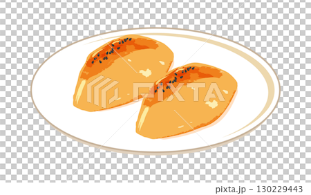 皿に乗せたスイートポテトのイラスト 皿に乗せたスイートポテトのイラスト 130229443