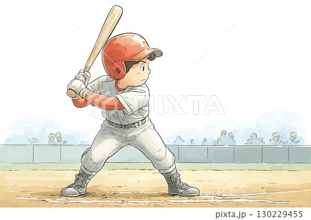 野球 バッターが構えているシーン 130229455