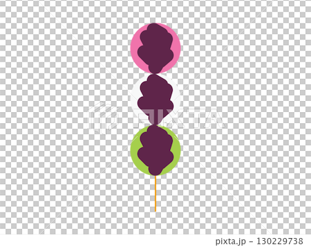 あんこが乗った三色団子のアイコンのイラスト 130229738