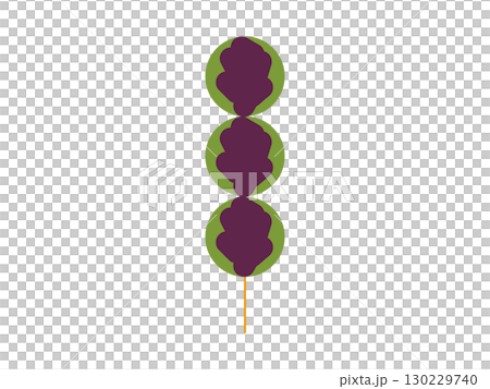 Illustration of an icon of mugwort dumplings topped with red bean paste 130229740