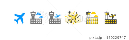 空港・飛行機のアイコン,海外旅行や出張のアイコン 130229747