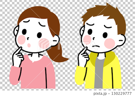 人物 悩んでいる子供　男の子　女の子 130229777