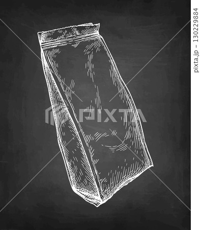 Coffee and tea bag chalk sketch. Coffee and tea bag chalk sketch. 130229884