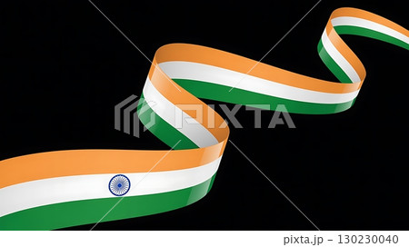 India Flag Ribbon Depicts National Pride and Cultural Identity 130230040