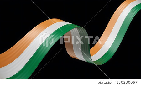 Wavy India Flag Ribbon Symbolizes Unity and Patriotism 130230067