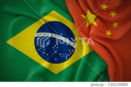 Brazil and china flags together showcasing international relations and trade 130230069