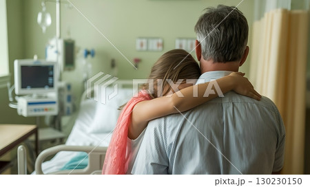 Family Bonding and Regret Scene Between Father and Daughter in Medical Setting 130230150