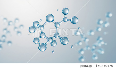透明感のある青い分子構造と美容成分イメージ 透明感のある青い分子構造と美容成分イメージ 130230470