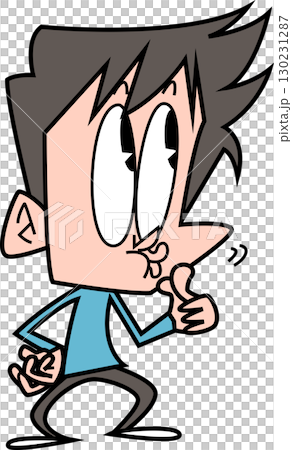 A man with his mouth turned up and something in his hand A man with his mouth turned up and something in his hand 130231287