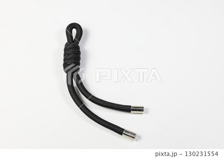 close up of color nylon shoelace isolated on white background. 130231554