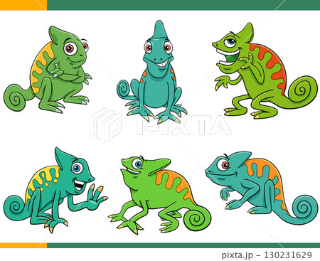 cartoon funny chameleons animals comic characters set cartoon funny chameleons animals comic characters set 130231629
