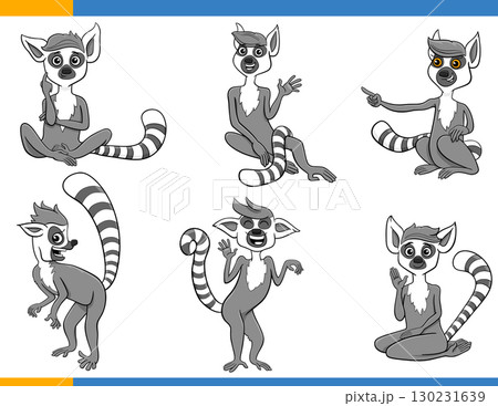 cartoon funny lemurs wild animals comic characters set cartoon funny lemurs wild animals comic characters set 130231639