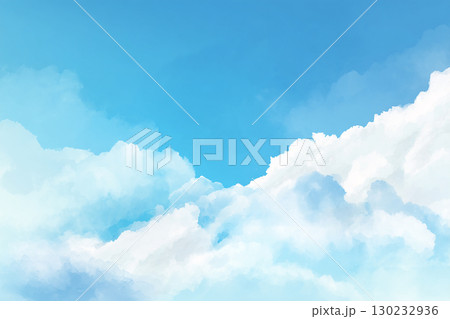 青空と白い雲の背景イラスト 130232936