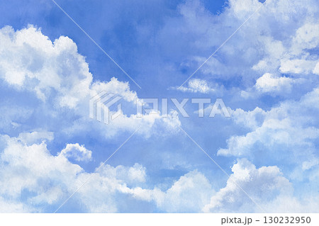 青空と白い雲の背景イラスト 130232950
