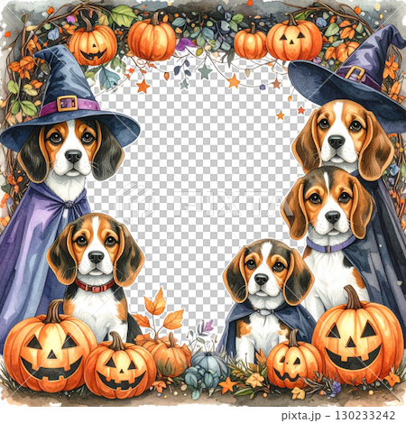 Wizard Beagle Halloween Frame Illustration 1 / Flyer or Poster Material 130233242