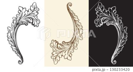 Acanthus leaf twisted retro design element vector illustration 130233420