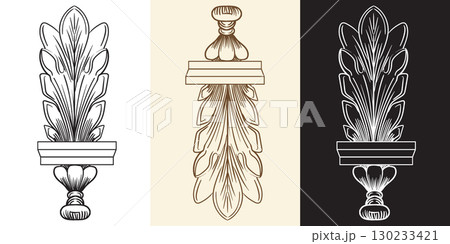 Vertical hand drawn monogram and design element vector Vertical hand drawn monogram and design element vector 130233421