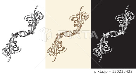 Engraving swirl monogram vector retro design element Engraving swirl monogram vector retro design element 130233422