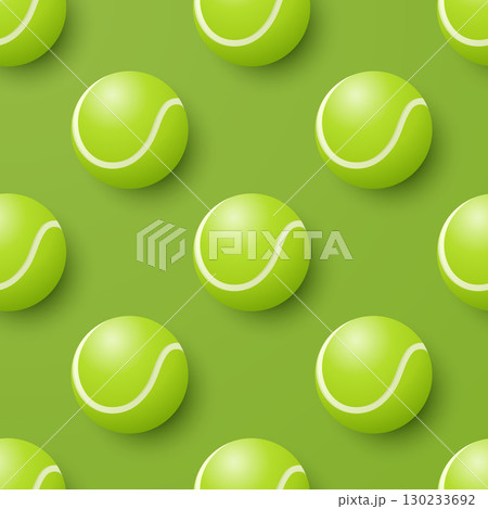 Vector Seamless Pattern with Green Tennis Balls on Green Background. Tennis Ball Pattern for Sport Wallpaper, Tennis Fabric, Sports Textile, Ball Game Print, Sport Illustration, Tennis Design 130233692