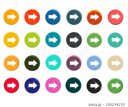 色とりどり、カラフルな矢印アイコン。シンプルなデザインでビジネスや教育現場で使用可能 130234233
