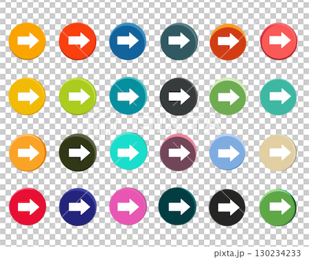 色とりどり、カラフルな矢印アイコン。シンプルなデザインでビジネスや教育現場で使用可能 130234233