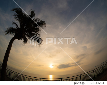 東シナ海に沈む夕陽 130234261
