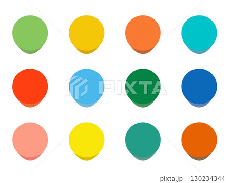 シンプルでカラフルな丸アイコン集。ビジネス、教育現場で使用可能なデザイン 130234344